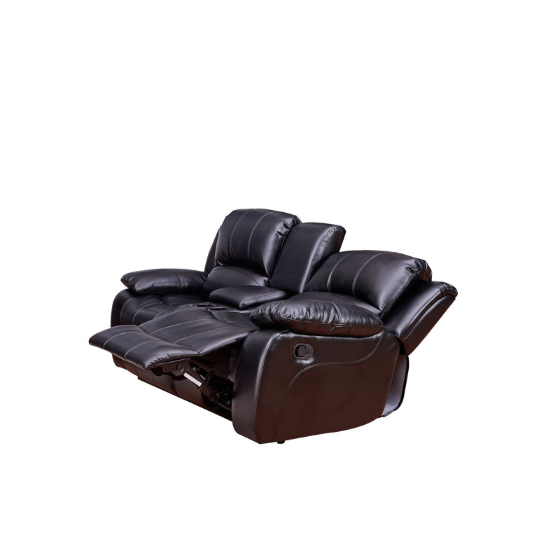 Convergent Faux Leather Reclining Loveseat, Manual, Black