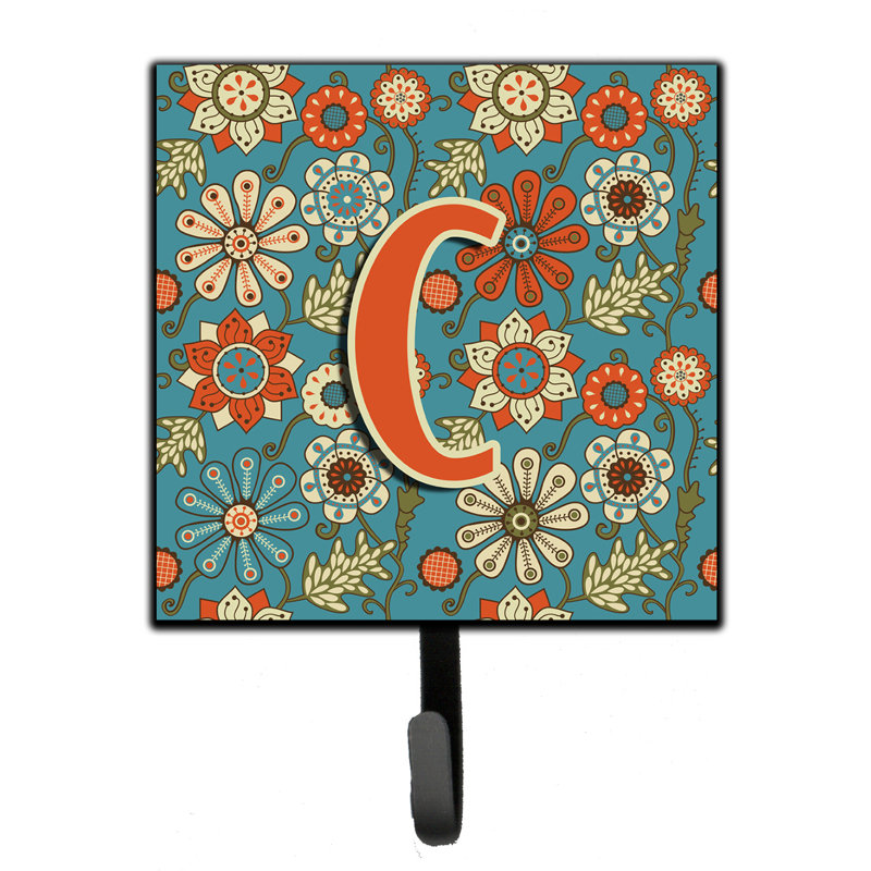 Porte-laisse rétro et crochet mural fleurs, C