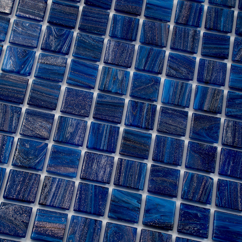 Carreau de mosaïque pour mur et plancher en verre 0,8 po x 0,8 po Celestial, Bleu égyptien