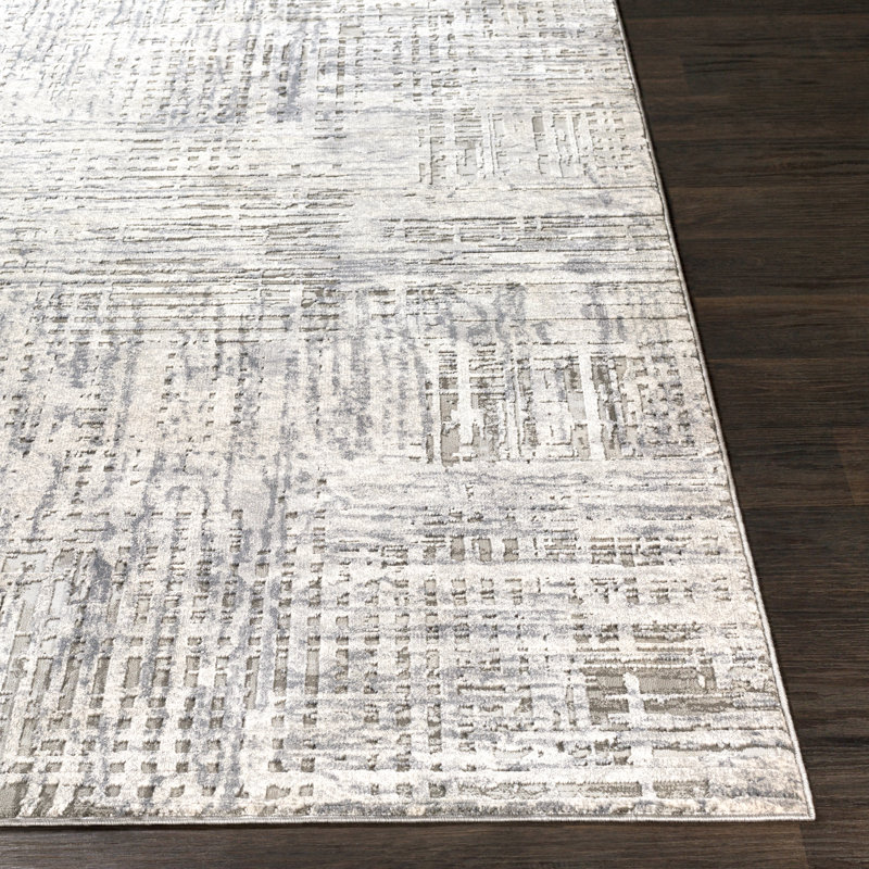 Tapis à motif abstrait ivoire et gris Hobert, Rectangle 2 pi x 3 pi