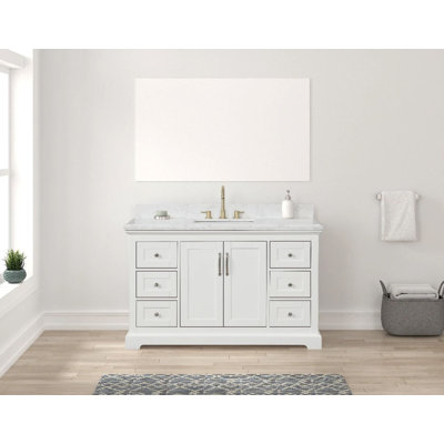 Ensemble de meuble-lavabo simple en bois massif avec rangement Maredo, miroir non inclus