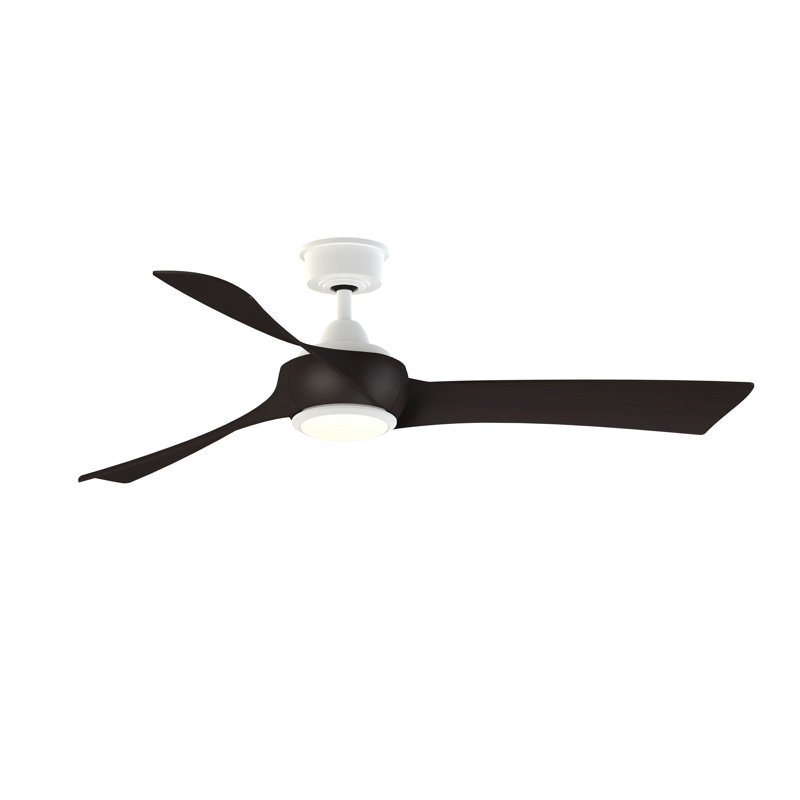 Wrap Custom 56 inch Indoor/Outdoor Ceiling Fan with LED CCT Select Light Kit - Matte White with Dark Walnut blades
