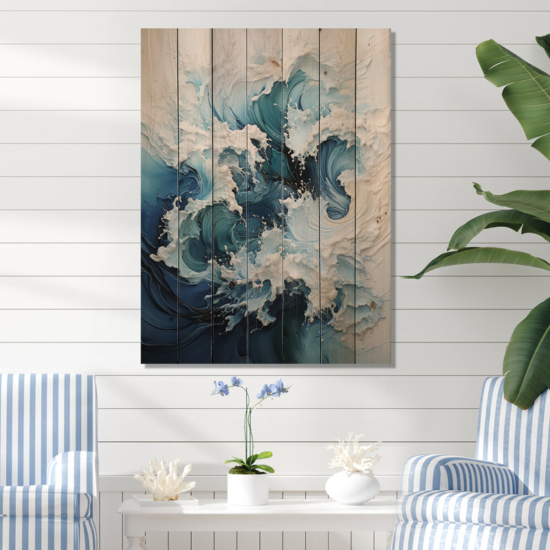 Coastal Waves Rhythmic Coastal II sur impression sur bois, H 40 po x l 30 po x P 0,78 po