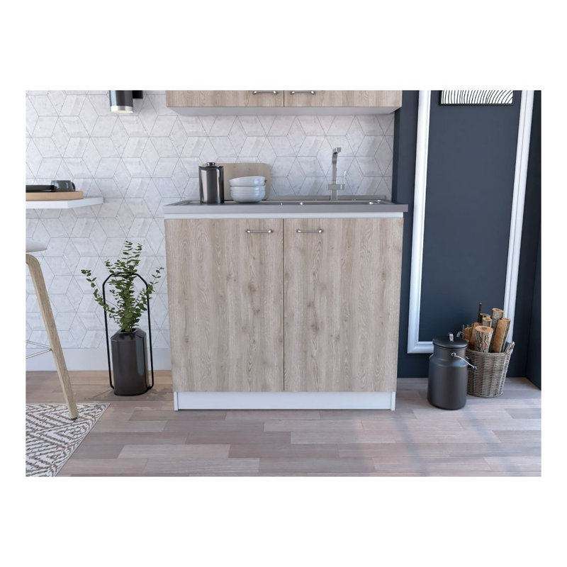 Évier utilitaire blanc avec armoire de rangement 2 portes Brookeline