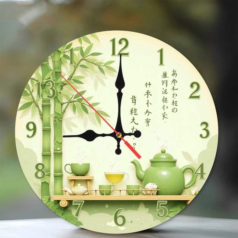 Horloge décorative en bambou thé vert
