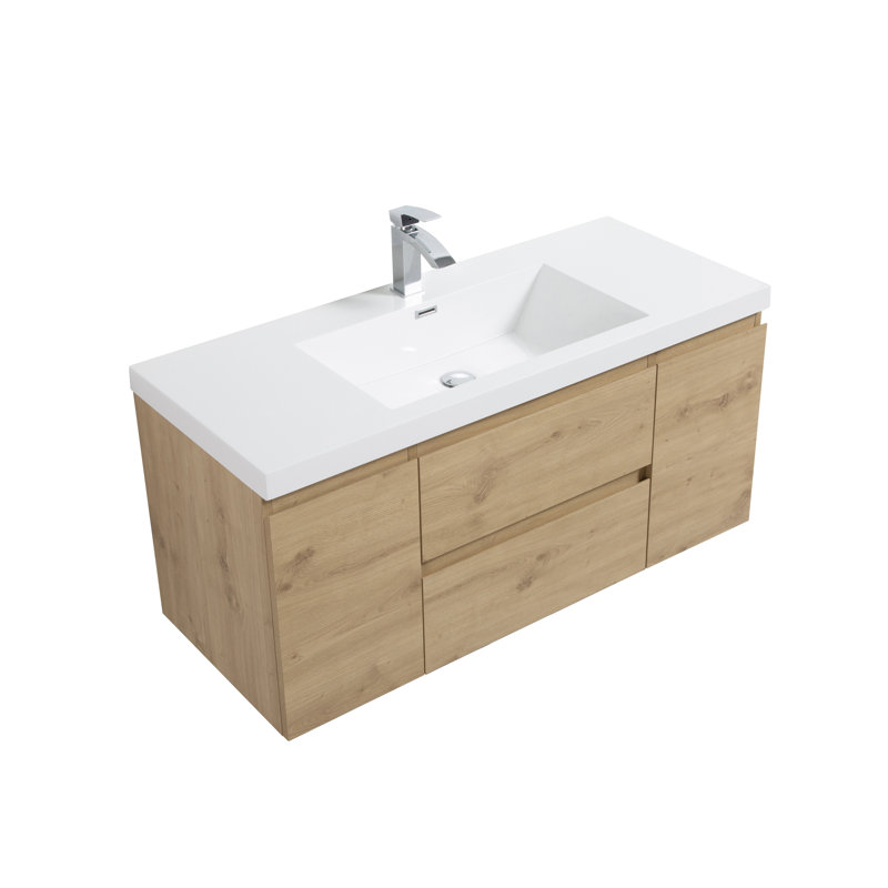 Bomia 47.1'' Single Bathroom Vanity with Poly Marble Top
