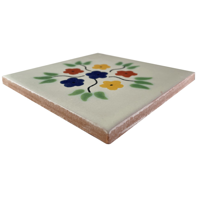 Carrelage mexicain 4 pièces 4,2 "x 4,2" TalaMex Bouquet Talavera