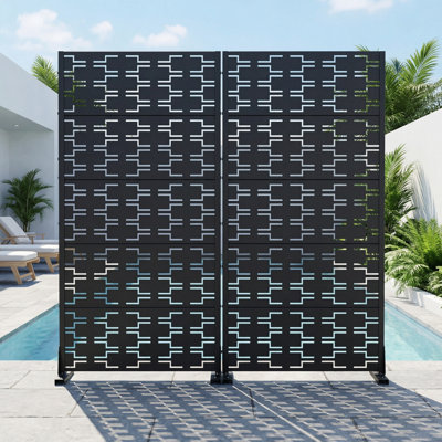 Outdoor Metal Privacy Screen Fence Panel Brick Pattern