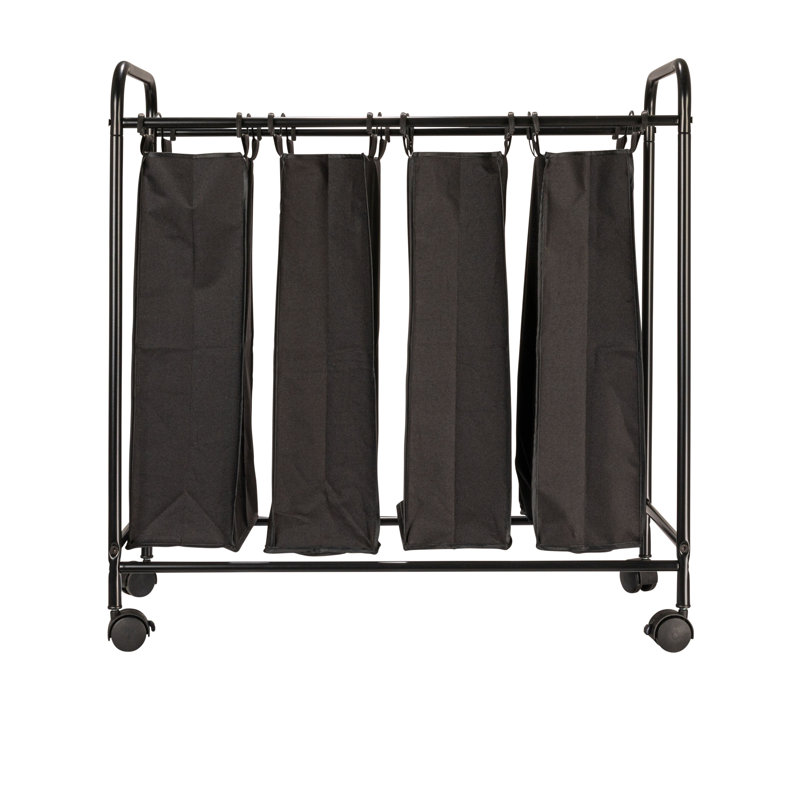 Rolling Laundry Sorter with Handles, Black