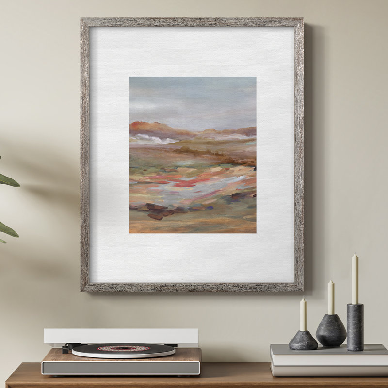 Painted Desertscape Framed Print - Solid Wood