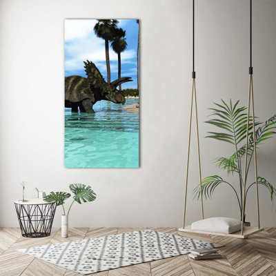Dinosaurs on the Beach 1 Piece Wrapped Canvas Wall Art