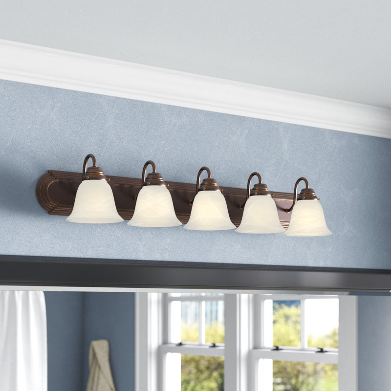 Mandu 5 - Light Dimmable Vanity Light, Marble/Oil Rubbed Bronze