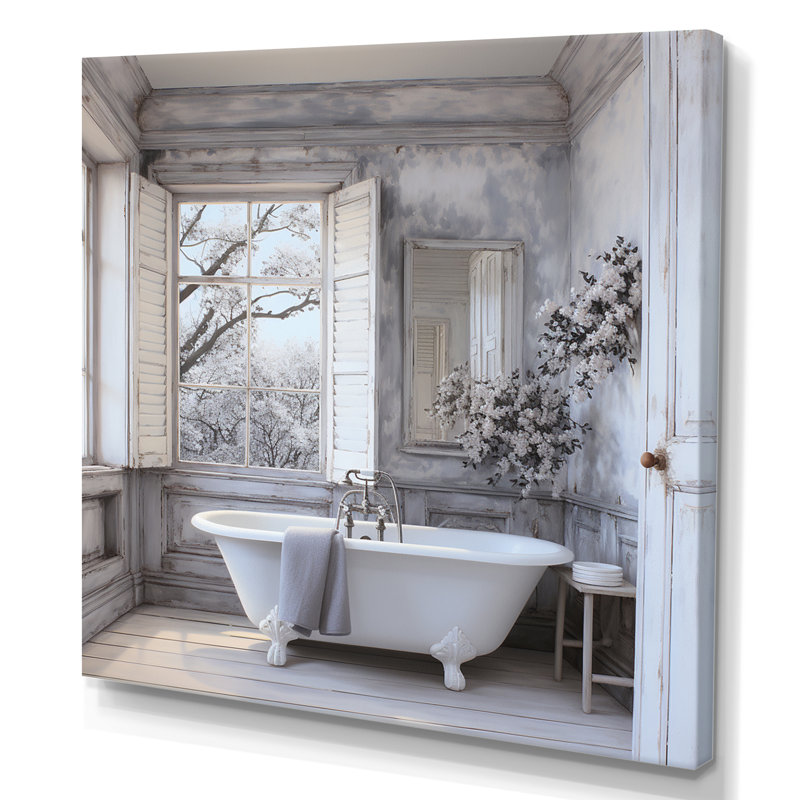 Farmhouse Bathroom Charm II - impressions sur toile blanchisserie, H 24 po x l 24 po, Toile tendue, Sans cadre