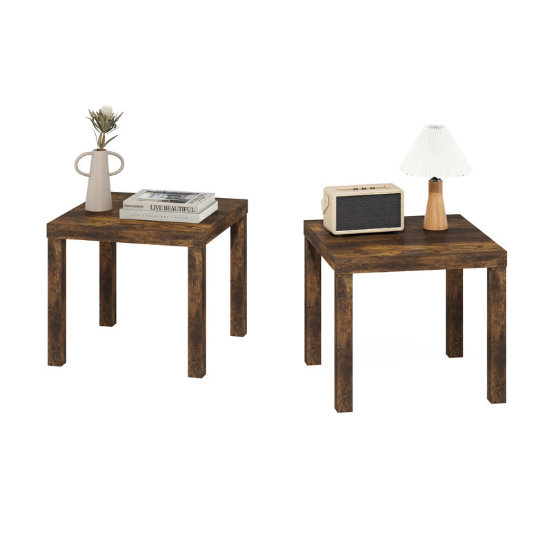 Ensemble de tables de bout carrées 17,52 po Brandel, Bois de pin ambré