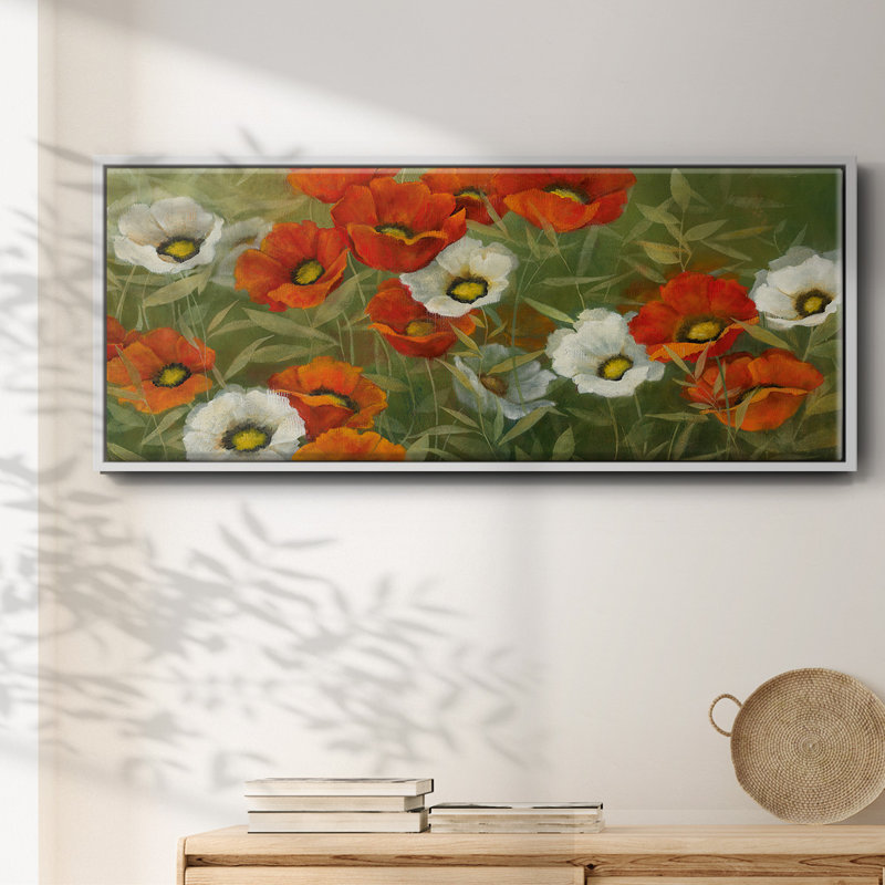 Poppy Symphony- Framed Canvas, 8" H x 20" W