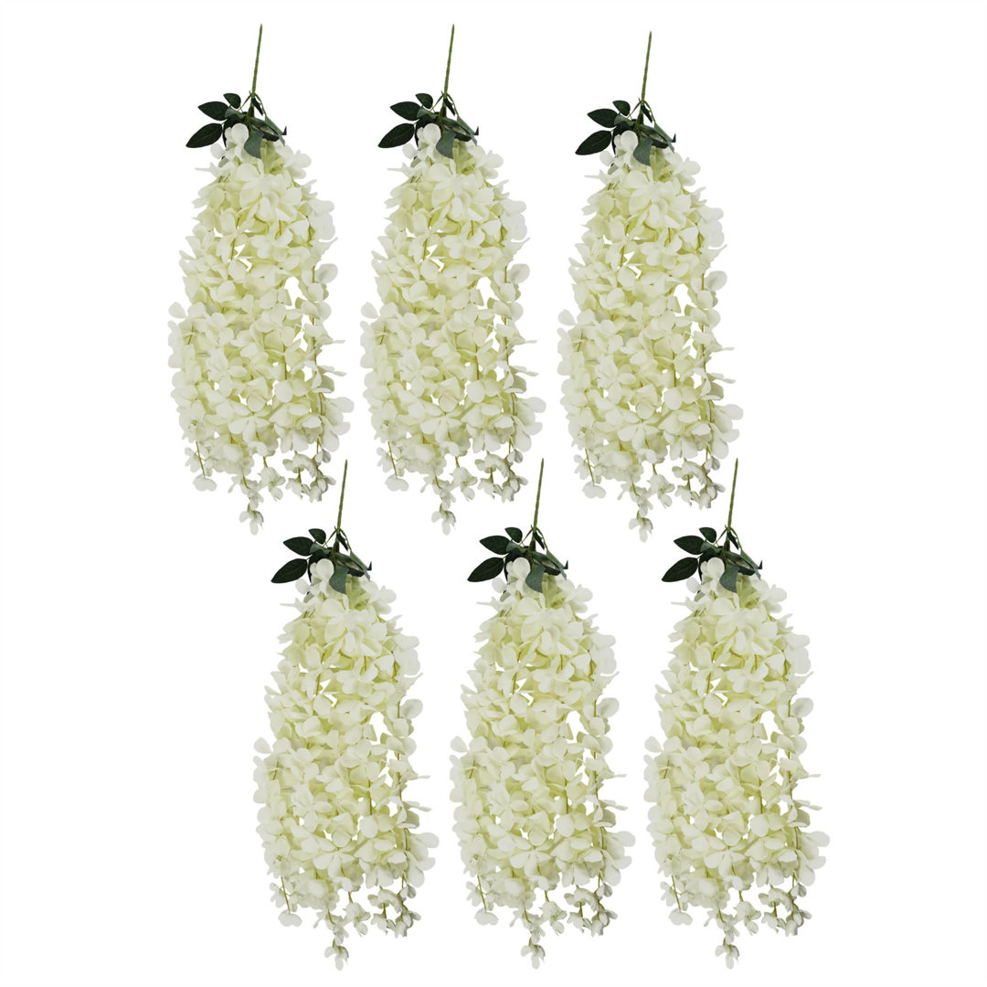 Pack of 6 x 80cm Cream Hanging Wisteria
