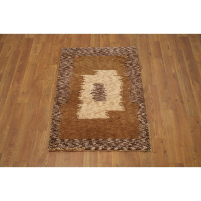 Rustic Brown Geometric Gabbeh Style Rug 2x3 for Cozy Home Ambiance