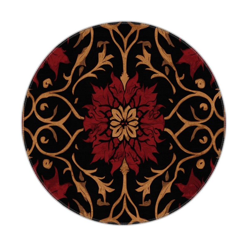 Aurora Motif Indoor And Outdoor Area Rug, Round 5'