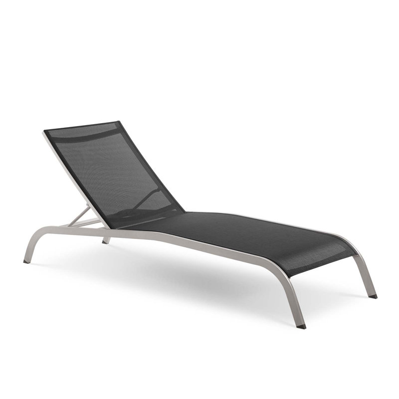 Savannah Outdoor Patio Mesh Chaise Outdoor Patio Lounge Chair, Black