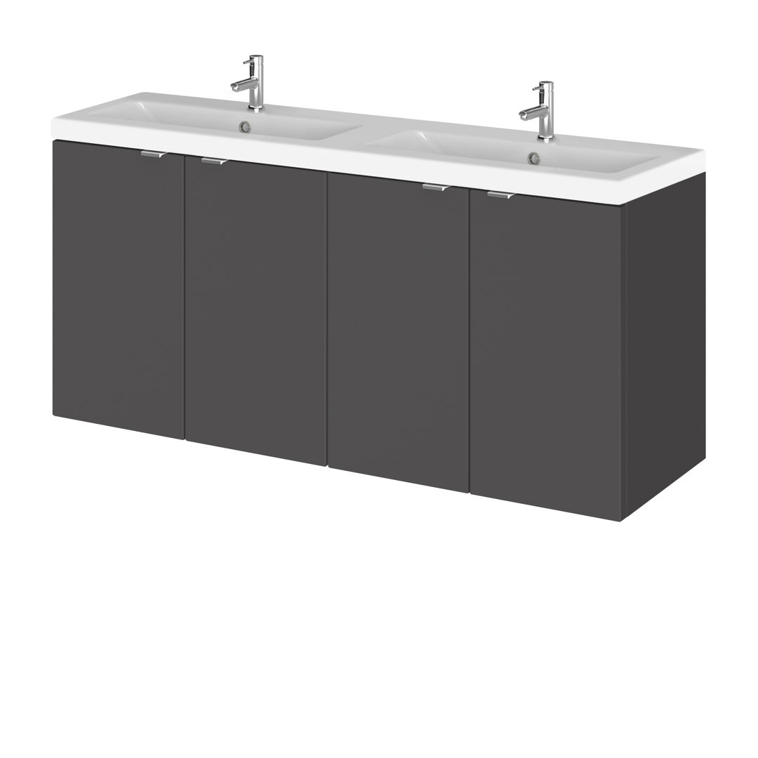 Fusion Double Bathroom Vanity with Integrated Ceramic Basin
