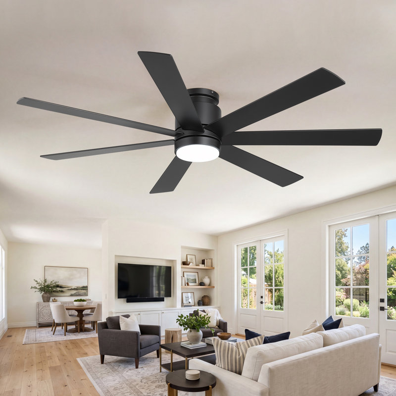 Ventilateur de plafond encastré de 60 po avec lumière DEL et télécommande, à intensité variable et à mémoire de forme CC 3 CCT
