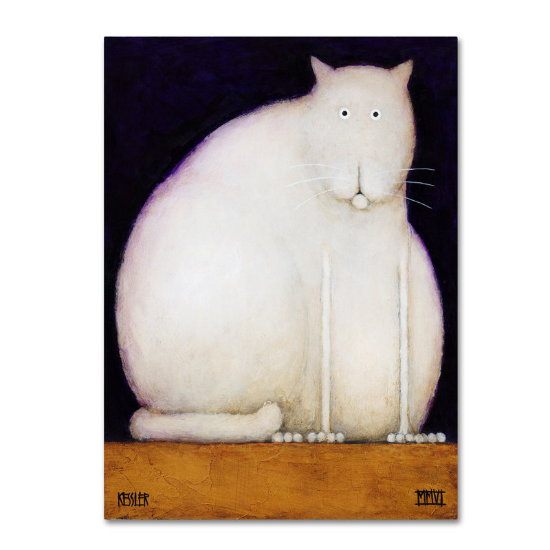 Art mural sur toile tendue - "Fat Cat" par Daniel Patrick Kessler pour décoration de salon, de chambre à coucher ou de bureau - 35 x 47