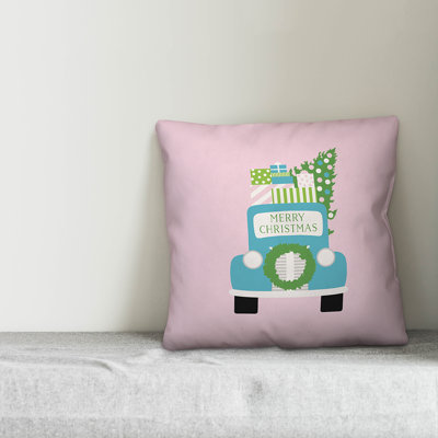  Bright Merry Christmas Truck Throw Pillow