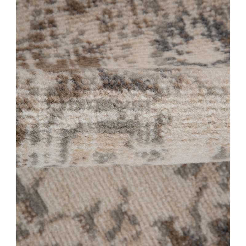 Tapis beige / gris Nimoha, Rond 7 pi 10 po