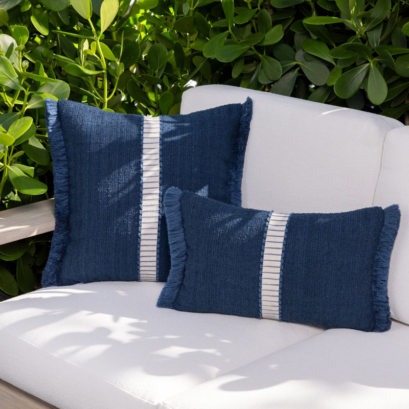 Deluxe Indigo Indoor/Outdoor Pillow Cover & Insert, 12" x 20", Rectangular