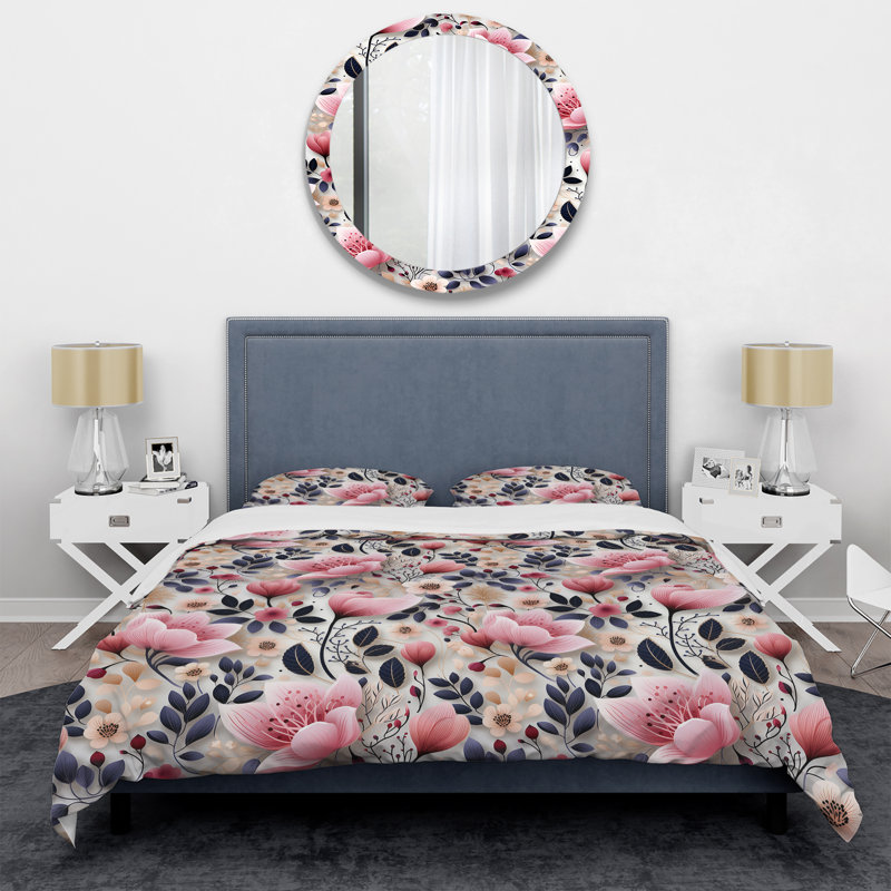 Ensemble de housse de couette rose romantique Trance, Housse de couette pour très grand lit et 2 très