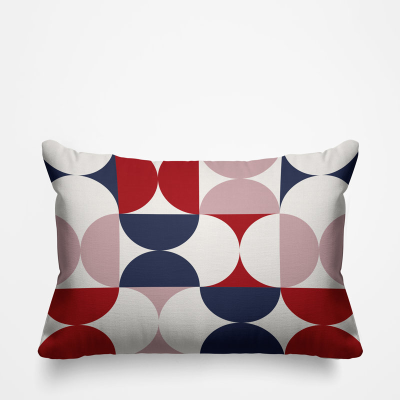 Griffin Outdoor Reversible Throw Pillow, Red/Navy Blue
