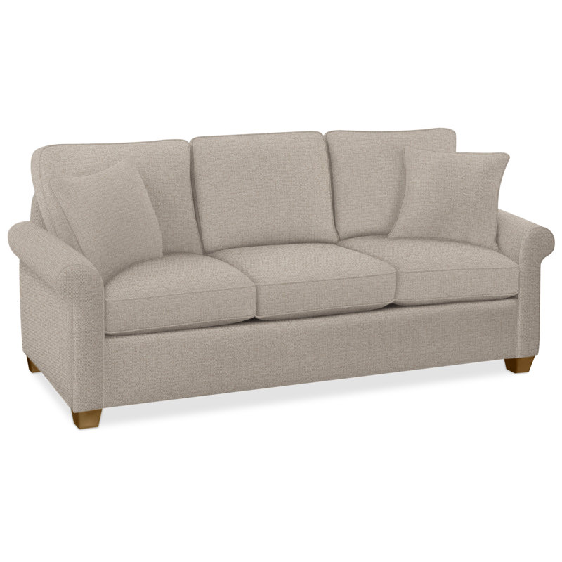 Park Lane Upholstered 81'' Sofa, Havana Finish, Innerspring Mattress, Beige Performance Fabric; 0851-73