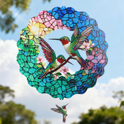 Wind Spinners Outdoor, 12in Stainless Steel Wind Spinners Outside, 3d Kinetic Hanging Sculpture, Rustproof Metal Garden Decor Ornaments For Yard Art