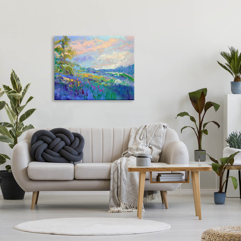 Modern Hill Woodland Landscape Canvas Print in Multicolor