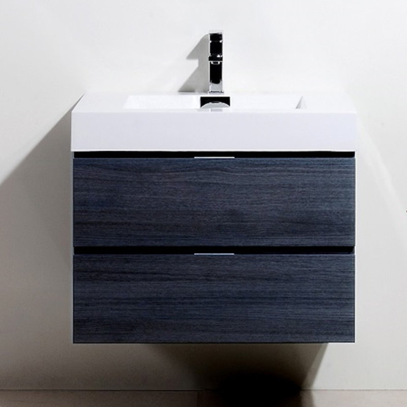 Ensemble de meuble-lavabo mural simple 30 po Royka, Chêne gris