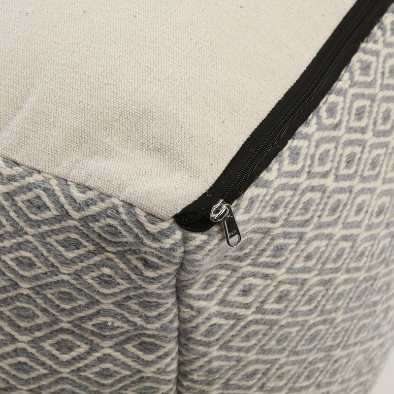 Upholstered Pouf, Gray