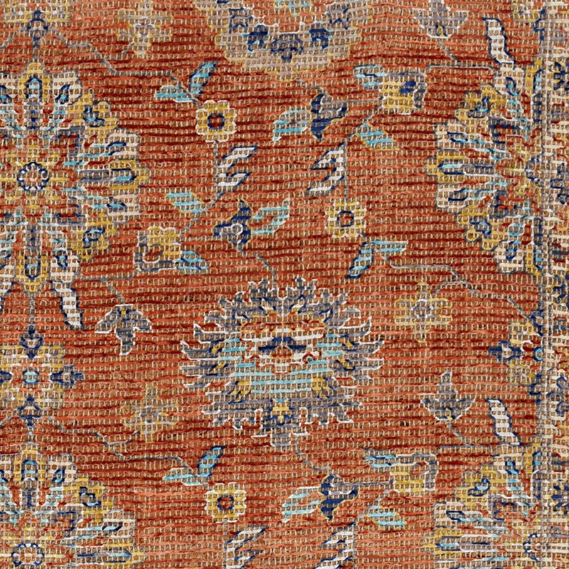 Tapis floral noué à la main Fason, Rectangle 2 pi 3 po x 3 pi 9 po, Épice