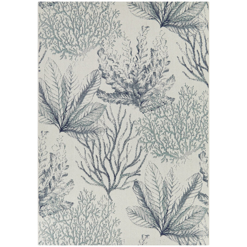 Tapis intérieur / extérieur bleu foncé en polypropylène tissé à la machine Rectangle, Rectangle 5 pi 3 po x 7 pi