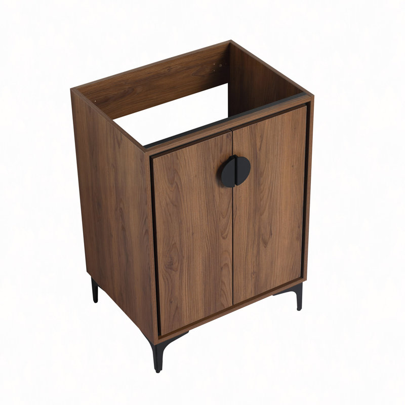 Meuble-lavabo 24 po sans lavabo supérieur, armoire de rangement pour salle de bain avec 2 portes à fermeture douce, meuble-lavabo simple