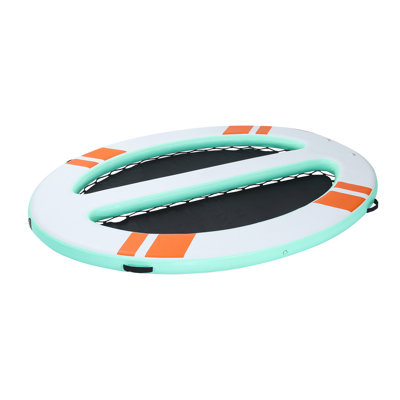 Inflatable Floating Dock, 10x8 FT Round Inflatable Dock Platform, Non-Slip Water Air Mat with Portable Carrying Bag & Detachable Ladder, Floating Water Platform Island Raft for Pool Beach Ocean