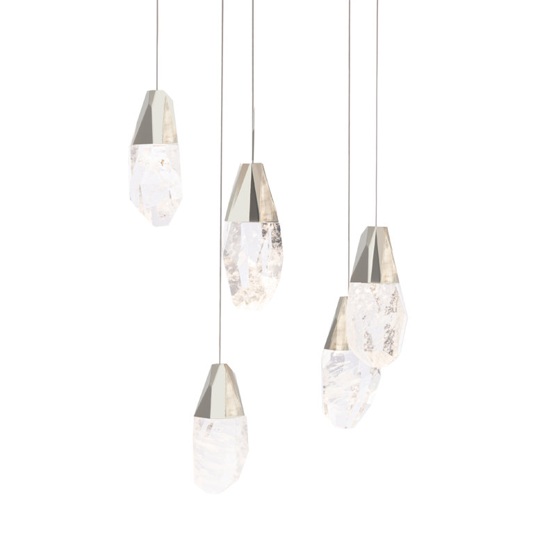 Martini 5 - Light LED Pendant, Optic Haze Crystal, Polished Nickel