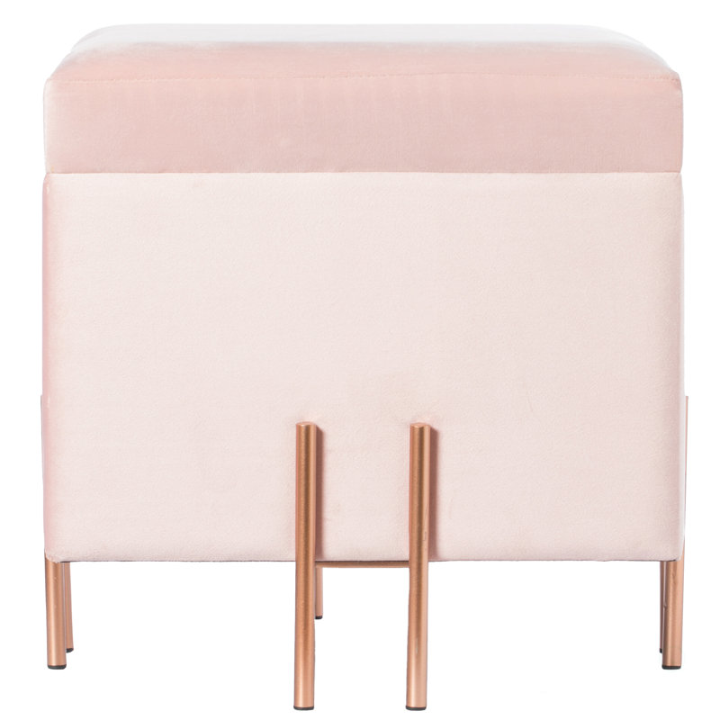 Repose-pieds carré avec rangement en velours de 16 po de largeur, Velours rose