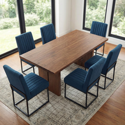 19.9'' H Striped Polyester Fabric Upholstered Side Chair (Set of 6)