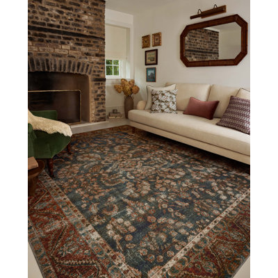 Tapis bleu marine / épice Chris Loves Julia x Loloi Jules