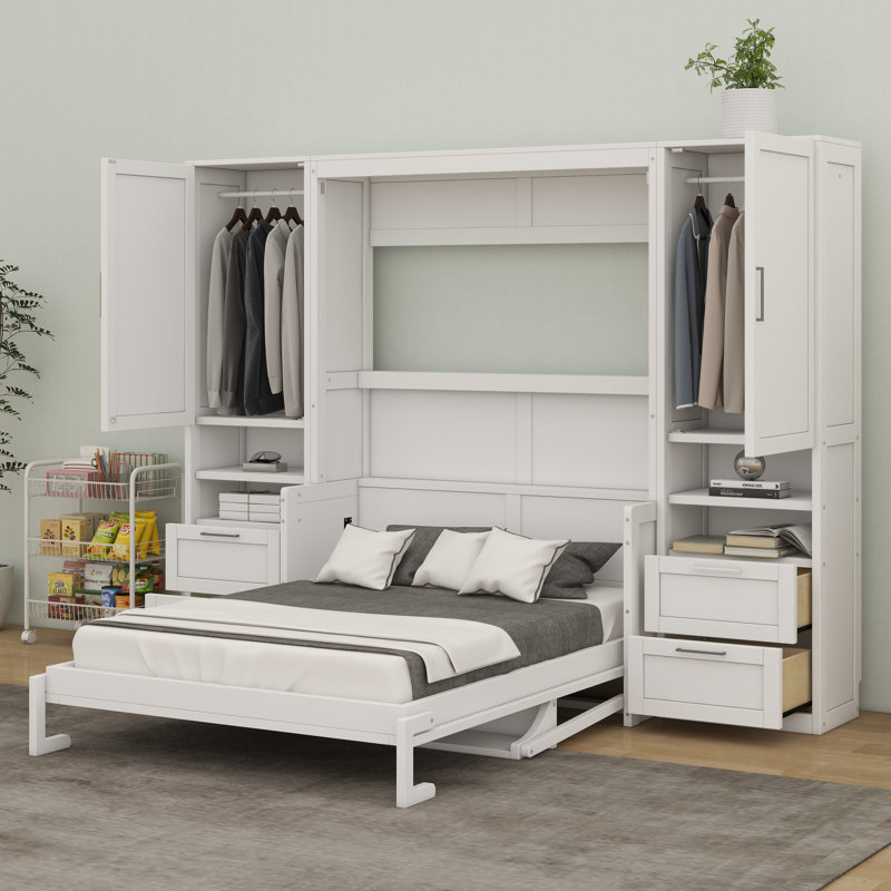 Lit escamotable avec placard Murphy, Blanc