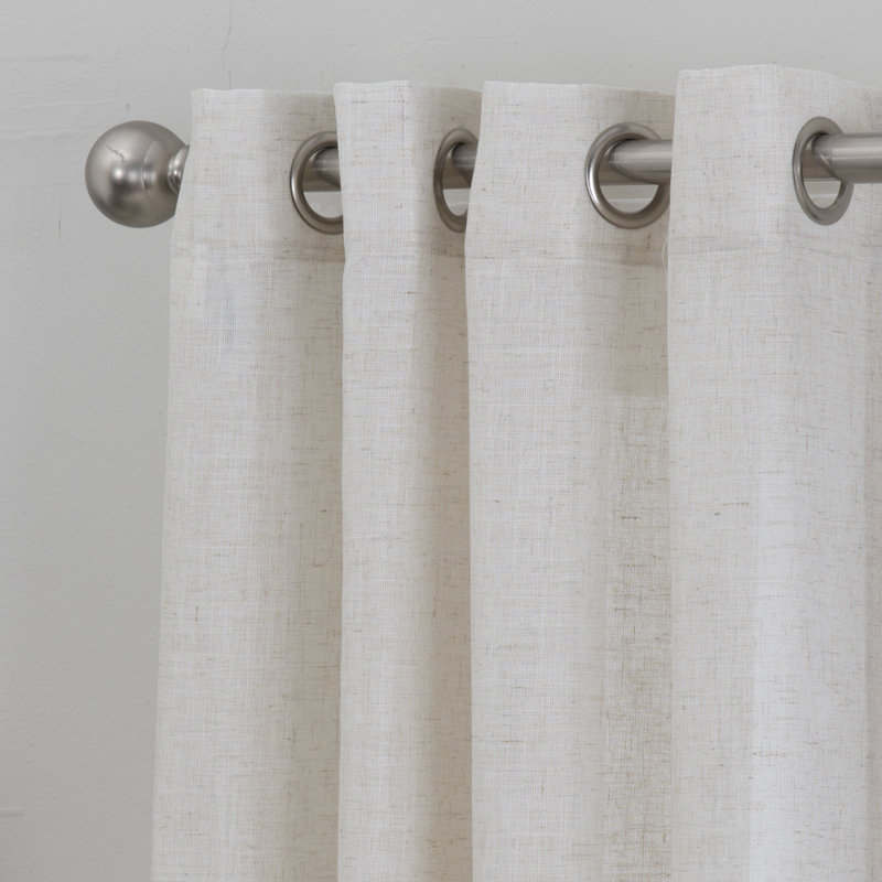 Celestino Polyester / Linen Light-Filtering Ombre Patterned Curtain Panel with Grommet Top , Beige/Navy, 50" W x 84" L
