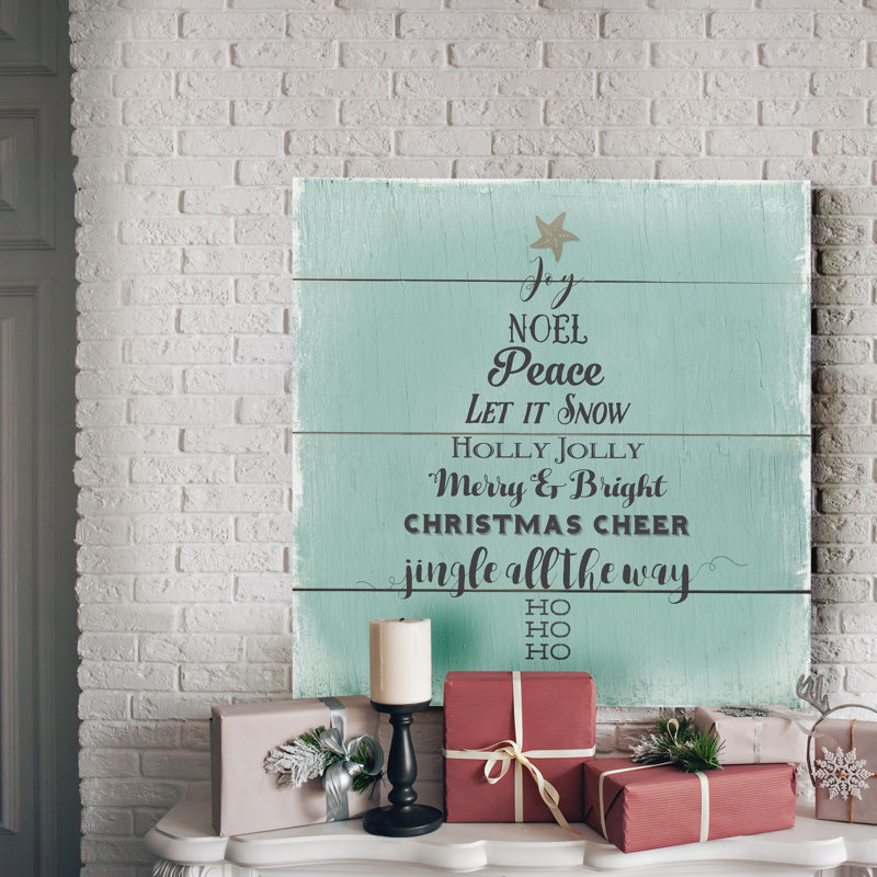 «Holly Jolly Christmas», reproduction d'art textuel sur toile tendue, H 24 po x l 24 po x P 1 po