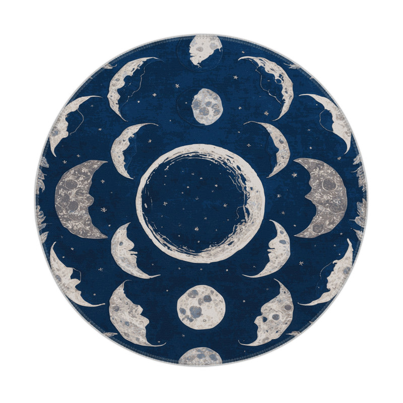 Tapis intérieur et extérieur bleu Nature, Rond 5 pi