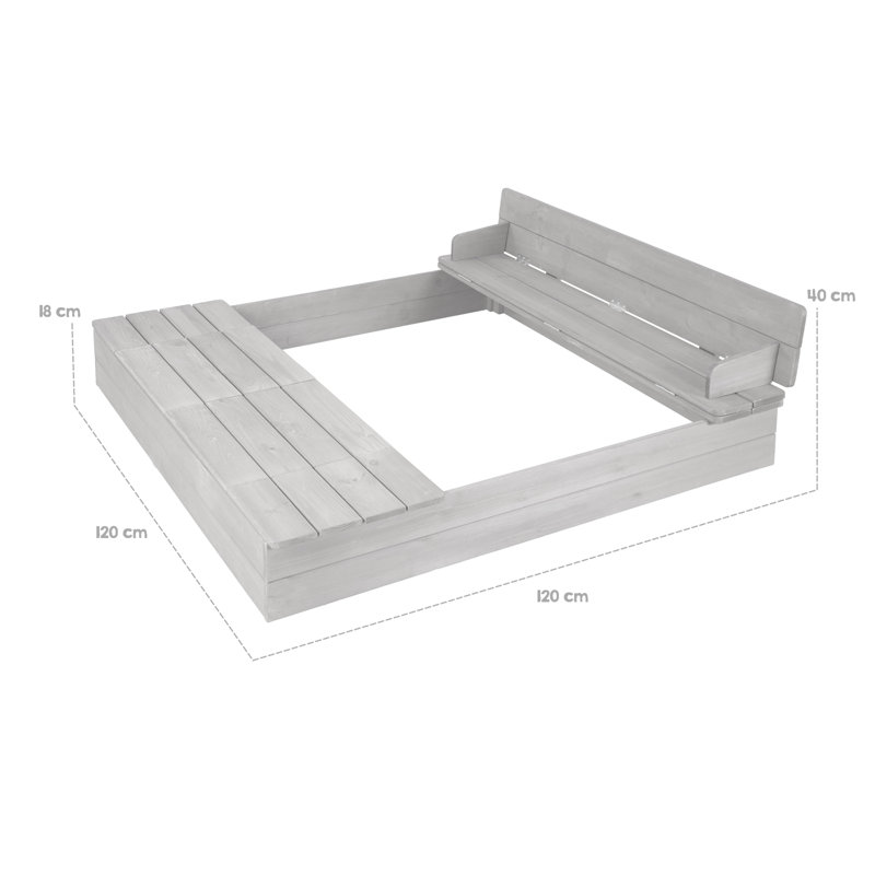Roba wooden sandpit with cover, rectangular, Gray, Gray
