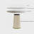 Modern Round Dining Table, Glossy Sintered Stone Top With Pleated PU Leather Iron Pedestal, Adjustable Feet For Dining Room & Negotiation Room-1246362887